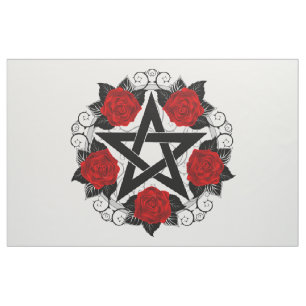 Pentagramm mit Rote Rosen Stoff
