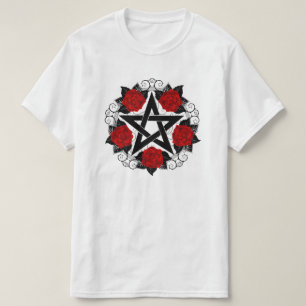 Pentagramm mit Rote Rosen T-Shirt