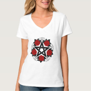 Pentagramm mit Rote Rosen T-Shirt