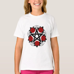 Pentagramm mit Rote Rosen T-Shirt