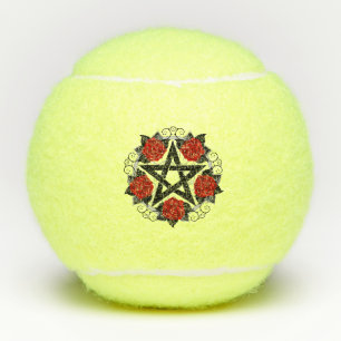 Pentagramm mit Rote Rosen Tennisbälle