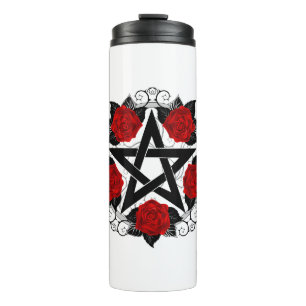 Pentagramm mit Rote Rosen Thermosbecher