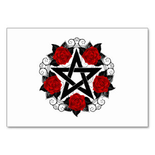 Pentagramm mit Rote Rosen Tischnummer