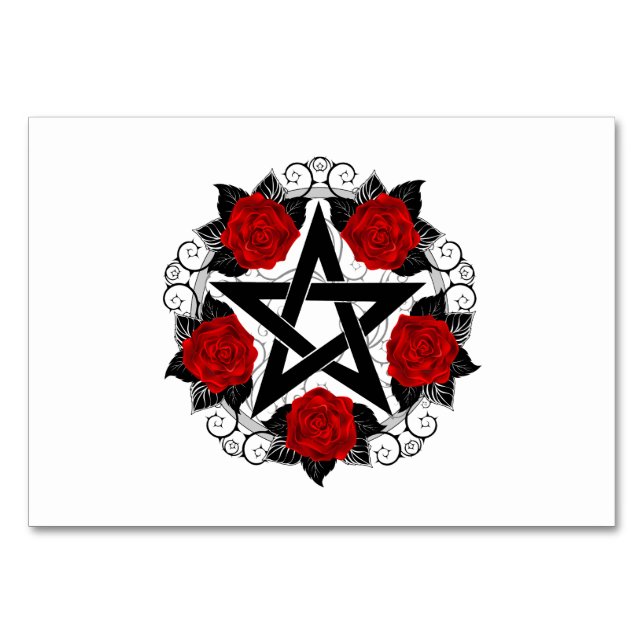 Pentagramm mit Rote Rosen Tischnummer (Vorderseite)