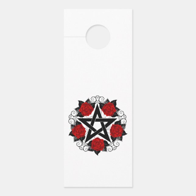 Pentagramm mit Rote Rosen Türanhänger (Vorderseite)