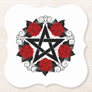 Pentagramm mit Rote Rosen Untersetzer