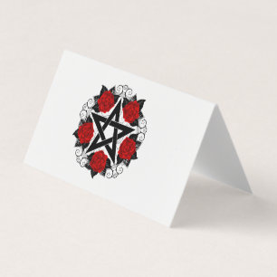 Pentagramm mit Rote Rosen Visitenkarten