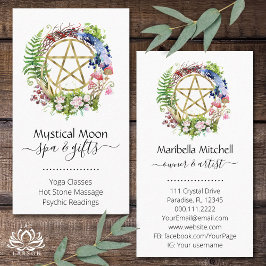 Pentagramm Nature Wreath Blume Boho Visitenkarte