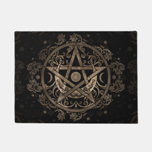 Pentagramm-Ornament - Gold und Schwarz Fußmatte