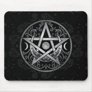 Pentagramm-Ornament - Silber und Schwarz Mousepad