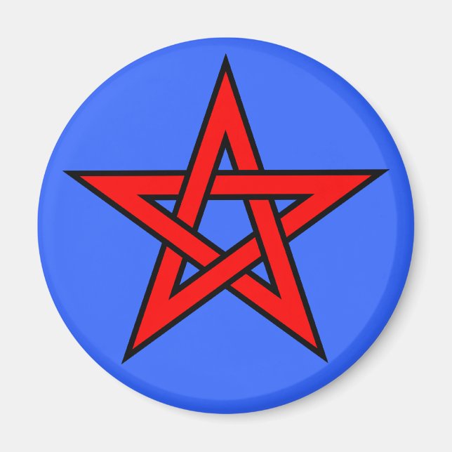 Pentagramm Red auf Blue Magnet (Vorne)