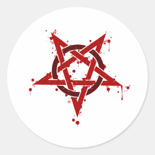 Pentagramm Red Runder Aufkleber (Vorderseite)