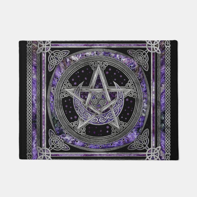 Pentagramm Triskelion Amethyst Moon Fußmatte (Vorderseite)