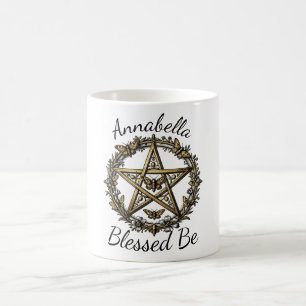 Pentagramm und Motte Hexenkunst benutzerdefinierte Kaffeetasse