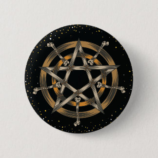 Pentakel mit Knochen Knopf Button