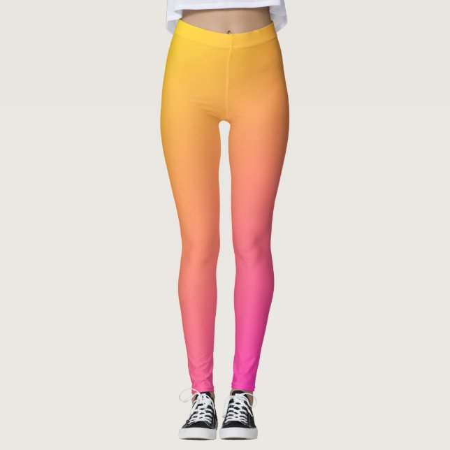 Pente rose et jaune ombre Leggings (Devant)