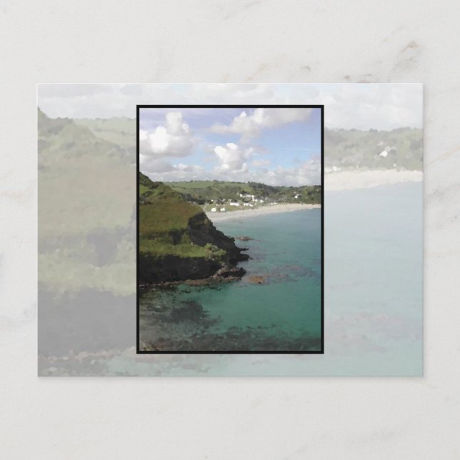Pentewan. Cornwall. Landschaftliche Küstensicht. Postkarte (Vorderseite)