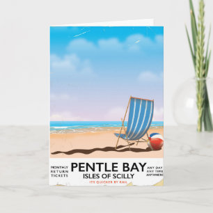 Pentle Bay Isles of Scilly Reiseplakat Feiertagskarte