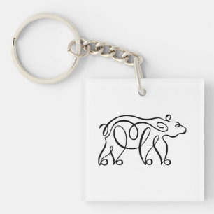 Penwork Kalligraphischer Bär Schlüsselanhänger