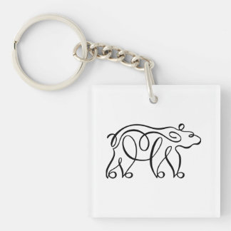 Penwork Kalligraphischer Bär Schlüsselanhänger