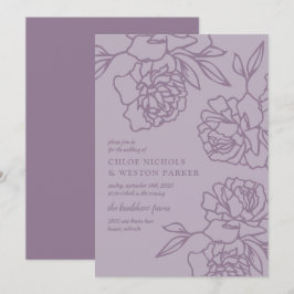 Penzilierte Zwerge Moderne Lavendelhochzeit Einladung