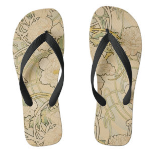 Peones von Alphonse Mucha, Vintager Jugendstil Flip Flops