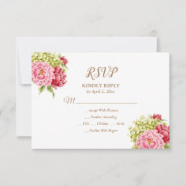 Peongs und Hydrangeas-Response-Karte RSVP Karte