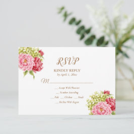 Peongs und Hydrangeas-Response-Karte RSVP Karte