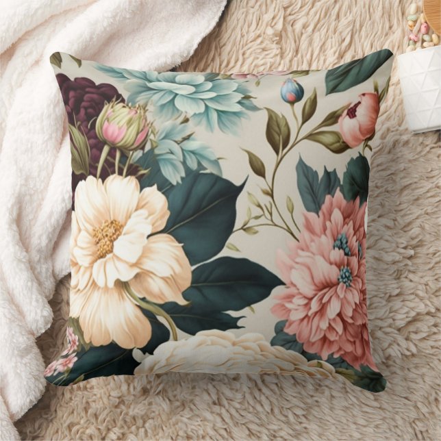 Peoniegeflecht und Gardenie Nahtloses Muster Kissen (Decke)