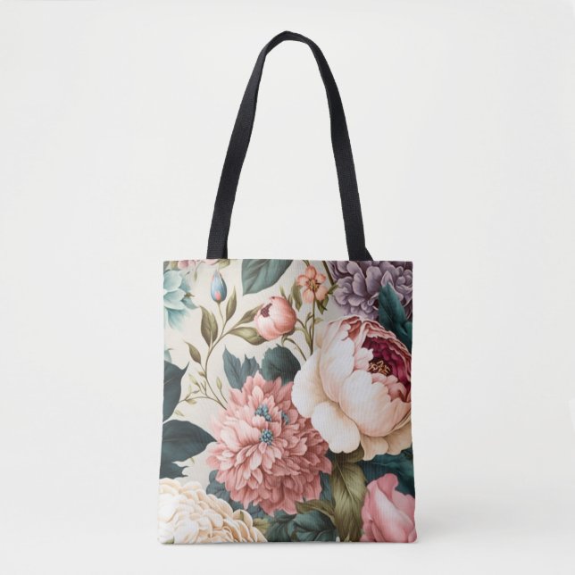 Peoniegeflecht und Gardenie Nahtloses Muster Tasche (Vorderseite)