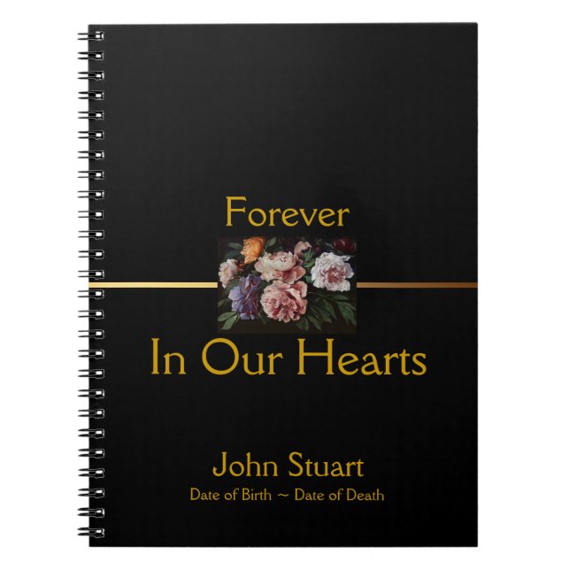 Peonies 2 Memorial Funeral Guest Book SpNB Notizblock (Vorderseite)