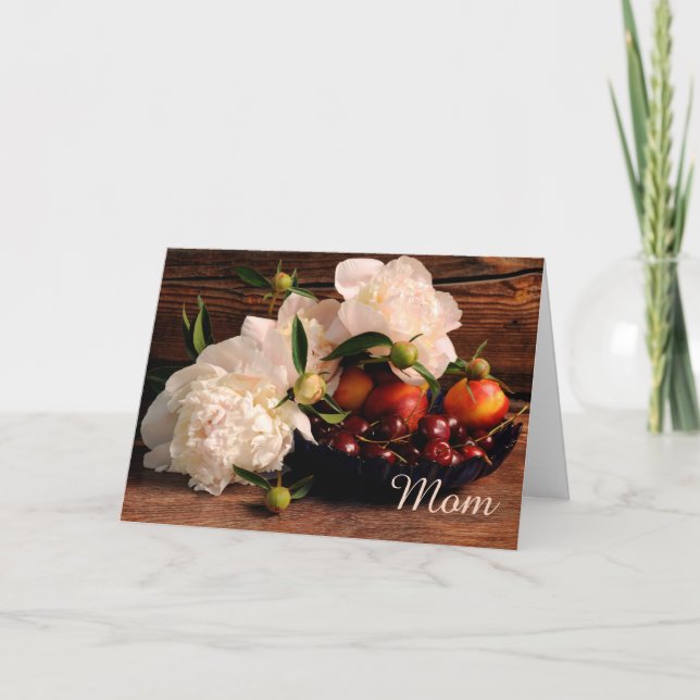 Peonies and Fruit Mothers Day Karte (Vorderseite)