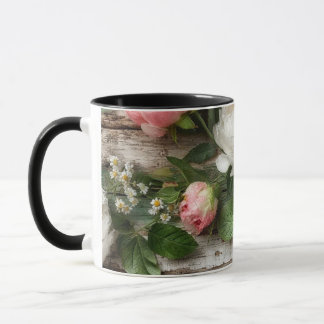 peonies and weathered wood tasse