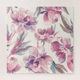 Peonies Aquarell: nahtlos blühender Hintergrund.