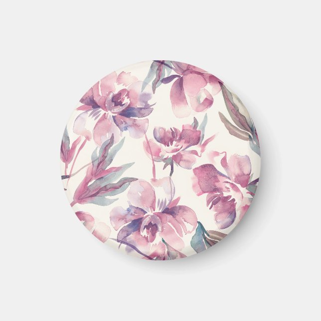 Peonies Aquarell: nahtlos blühender Hintergrund. Magnet (Vorne)