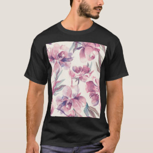 Peonies Aquarell: nahtlos blühender Hintergrund. T-Shirt
