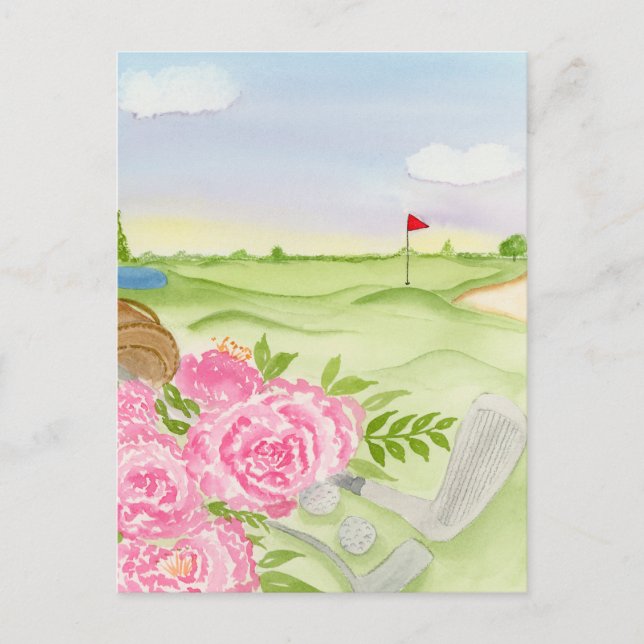 Peonies auf dem Golfplatz Postkarte (Vorderseite)