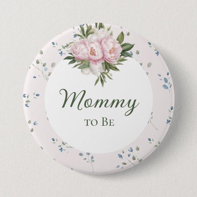 Peonies Baby Showbutton Button (Vorderseite)