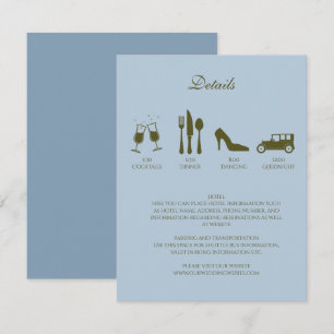 Peonies blanches avec Bébé Bleu Détails Invitation