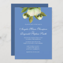 Peonies blanches avec Provence Blue Invitation