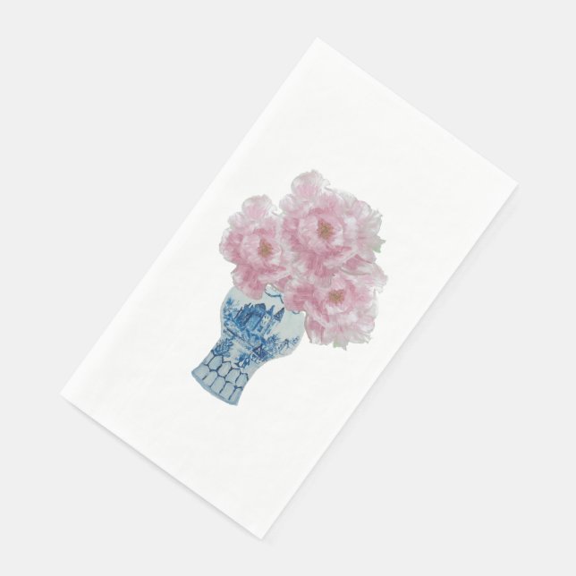 Peonies Blue und White Ginger Jar Serviette (Ecke)