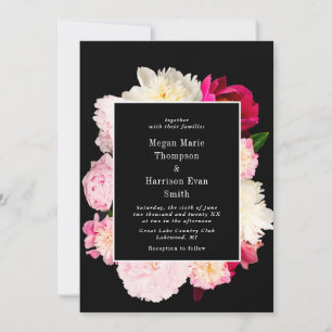 Peonies blühen Hochzeitseinladung Einladung
