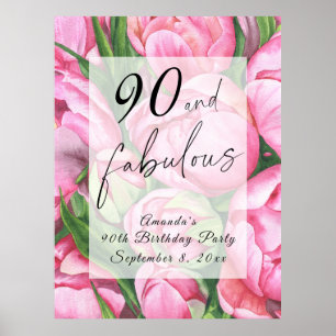 Peonies Blume 90. Geburtstagsparty Poster