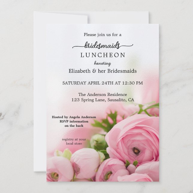 Peonies Bridesmaid Luncheon Einladung (Vorderseite)