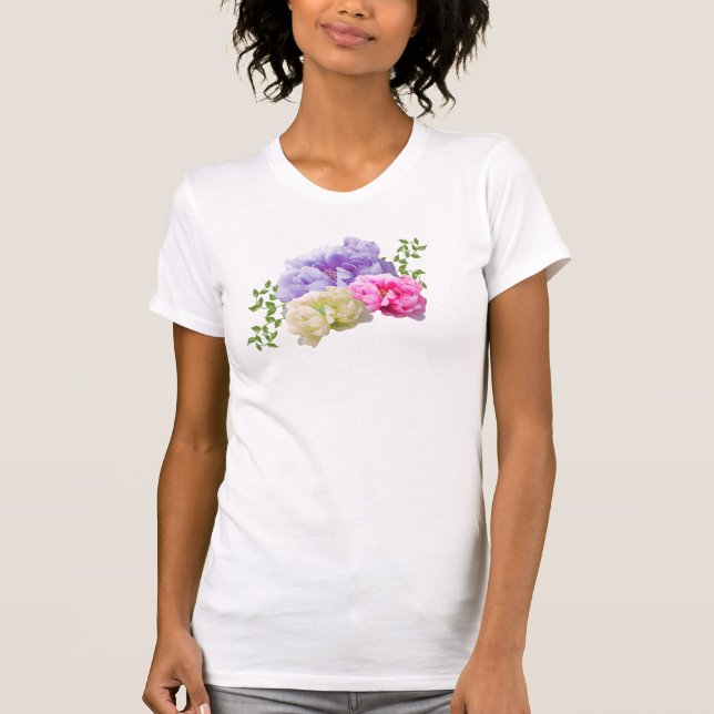 Peonies brillant bouquet floral T-shirt (Devant)