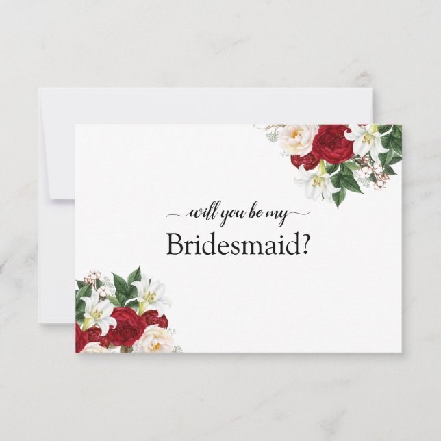 Peonies Burgundy werden Sie meine Bridesmaid-Karte Dankeskarte (Vorderseite)