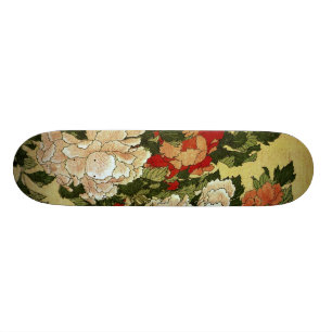 Peonies & Butterflies Hokusai japanische Kunstkuns Skateboard