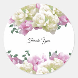 Peonies Creme and Pink Danke Round Sticker
