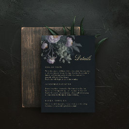 Peonies Dark Moody Wedding Details Enclosure Card Begleitkarte
