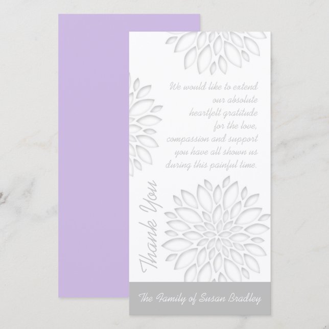 Peonies Digital Paper Cut-Out 3 Beileid Vielen Dan Dankeskarte (Vorne/Hinten)